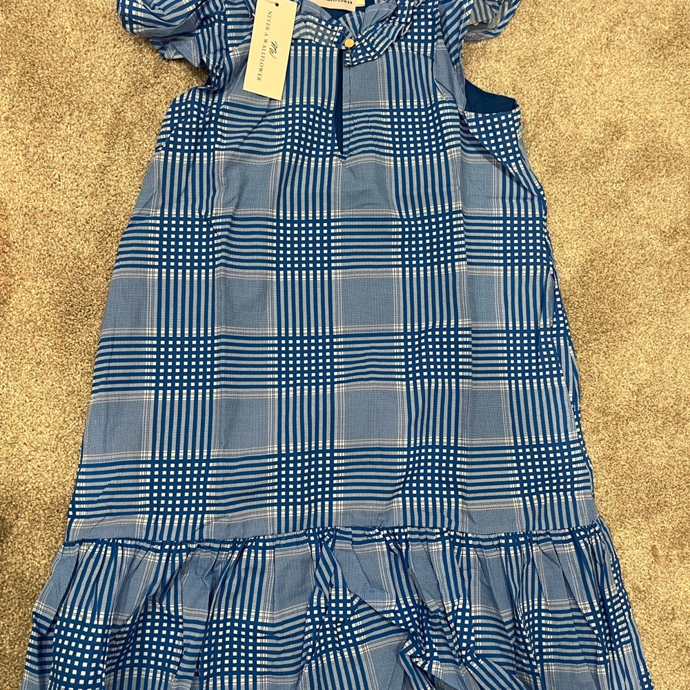 Never A Wallflower | Blue Checkered Rachel Dress| XS *NWT*